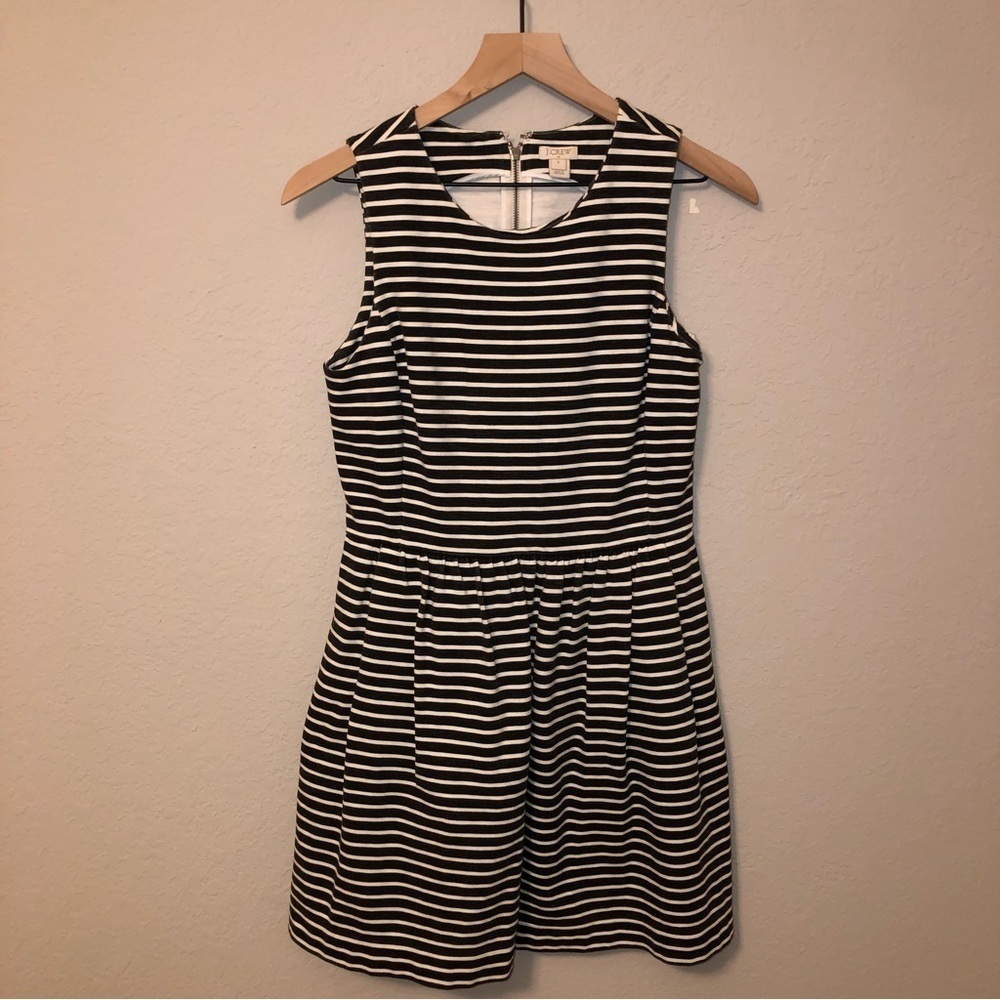 J.CREW Black and White Striped Daybreak Dress